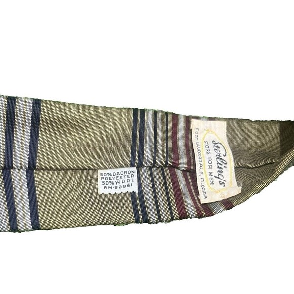 Sterling's Store For Men Vintage Wool Blend Striped Square Tie Retro 52 X 2 1/2 - Picture 8 of 9